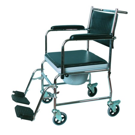 Кресло-туалет 4-х колесное, нескладное,с крышкой для сиденья и упором для ног Е 0807  фото 1