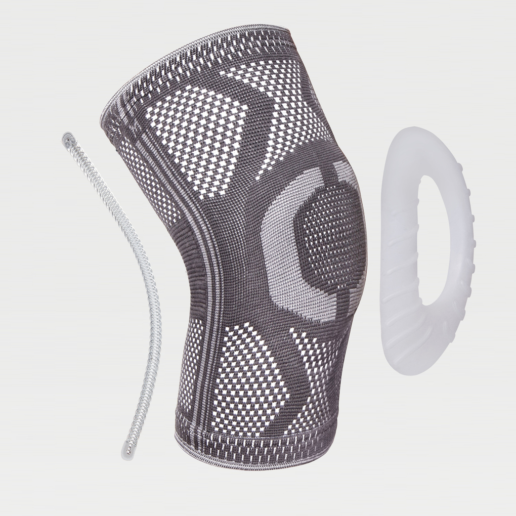 Бандаж на коленный сустав эластичный, силиконовое кольцо, 2 ребра жесткости KS-E03 фото 1